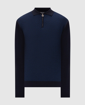 Stefano Ricci Blue wool, silk and cashmere polo shirt K202025P30F26393