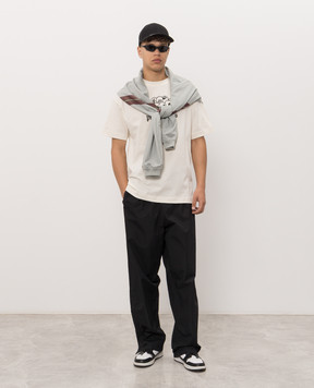 Palm Angels Ivory T-shirt with Pool branded print PAMAA001JR015