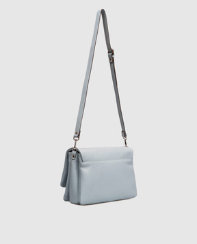 Gianni Notaro Dollaro blue leather messenger bag 218DOLLARONIKEL