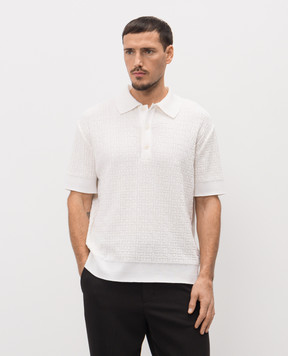 Balmain White wool and linen polo shirt with a pattern GH1GB044KI03