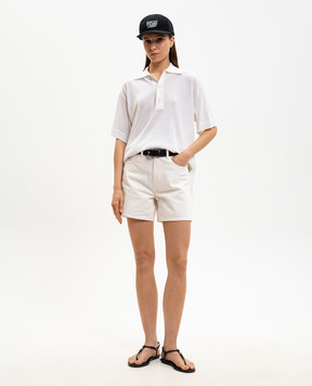 Ami Paris Ivory polo shirt with embroidered emblem UPL431KN0066