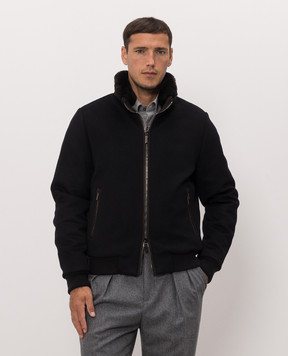 MooRER BELLATI navy blue wool and cashmere down jacket BELLATILE