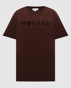 Alexander McQueen Brown T-shirt with logo 847750QTAD5