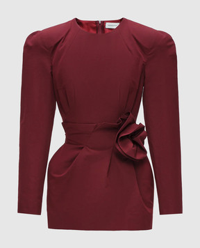 Magda Butrym Burgundy silk mini dress with accent shoulders DRESS41257926