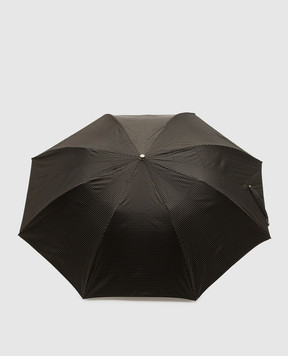 Pasotti Dark brown folding umbrella with pattern OMITUO64SPUNTO5
