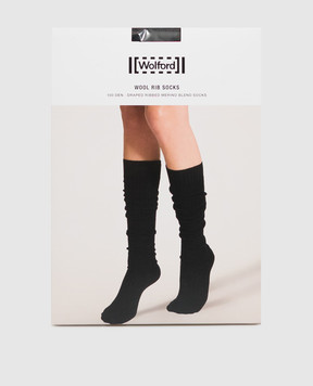 Wolford Black 100 den wool knee socks 41817