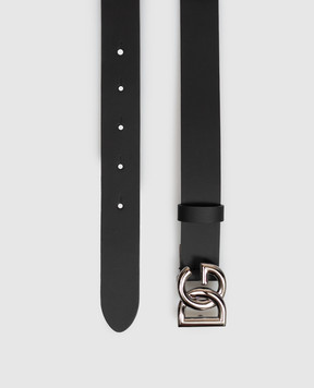 Dolce&Gabbana Children's black leather belt with logo print EC0083A3M29