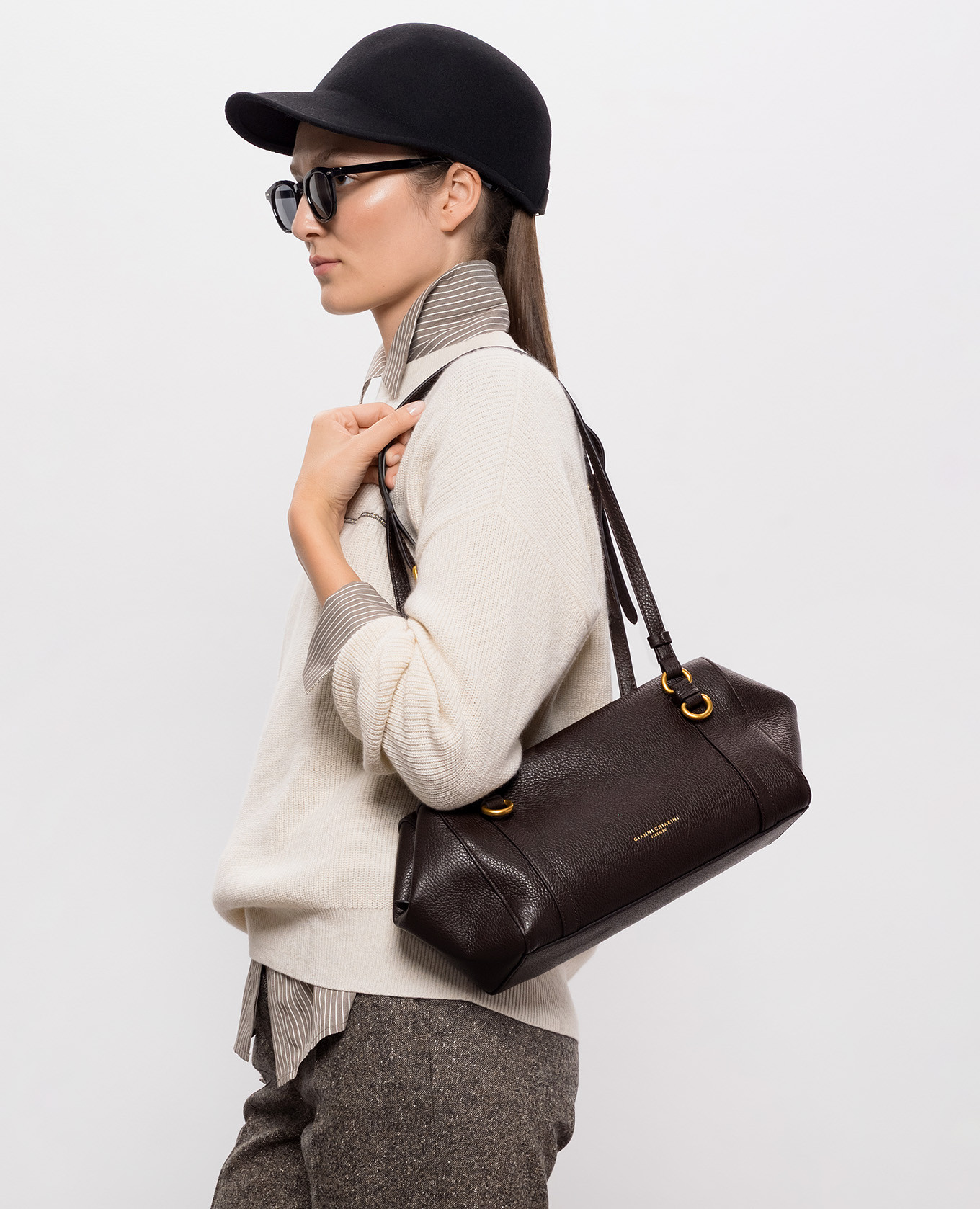 Brown leather tote bag TERRY Gianni Chiarini 2