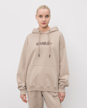Off-White Beige hoodie with Heraldic Arrow print 44MBB085S26F00I