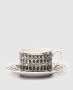 Fornasetti Architettura white porcelain tea set with cup and saucer P39X441