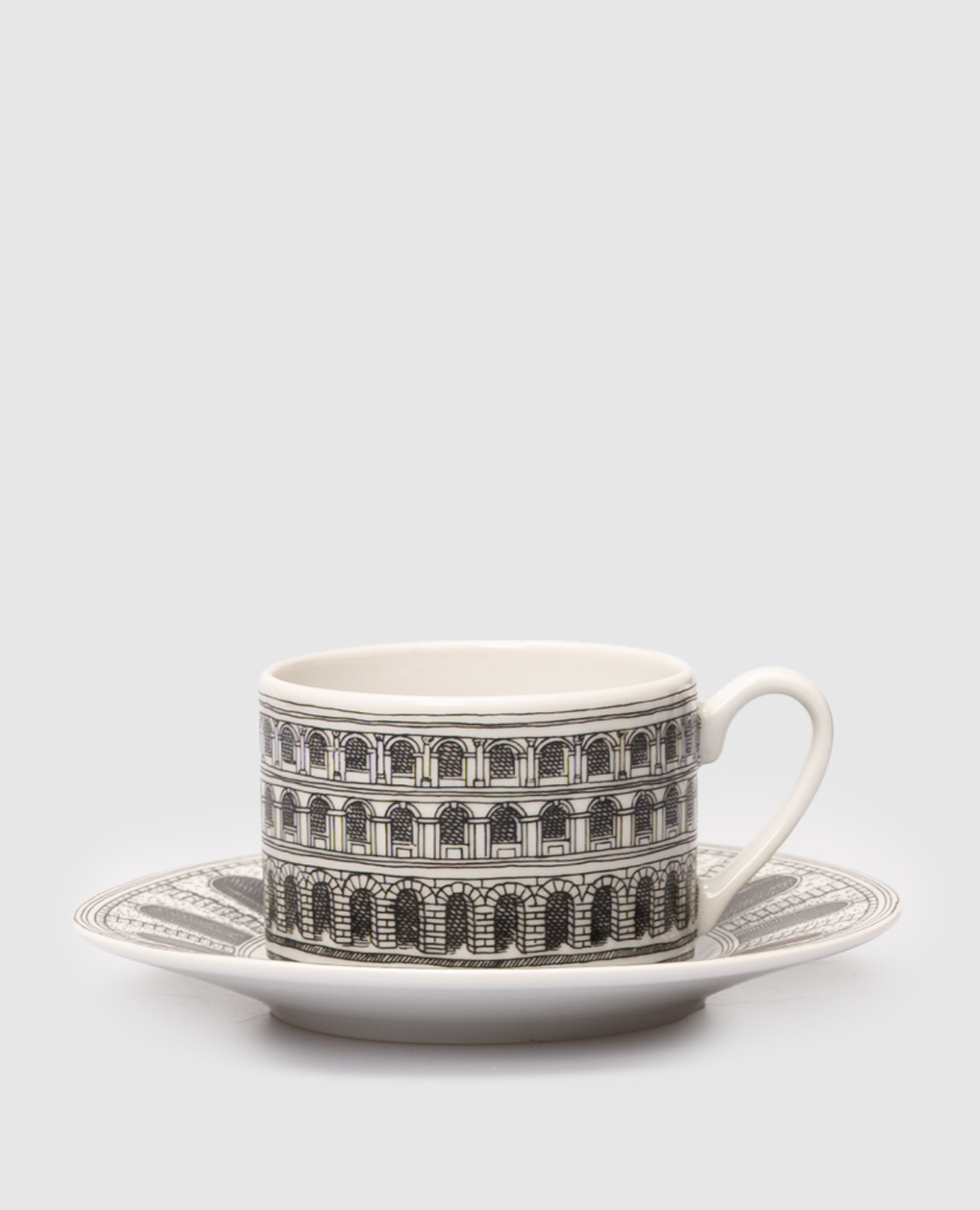 Servizio da tè in porcellana bianca Architettura con tazza e piattino