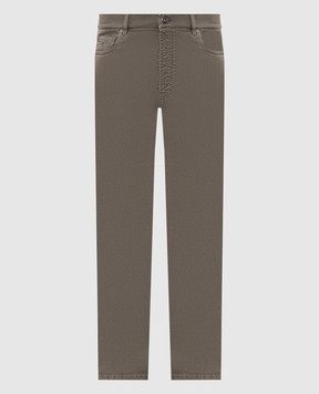 Brunello Cucinelli Khaki jeans with logo patch M277PO2090