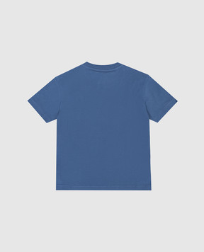 Palm Angels Children's blue T-shirt with logo print PBAA003S26JER002