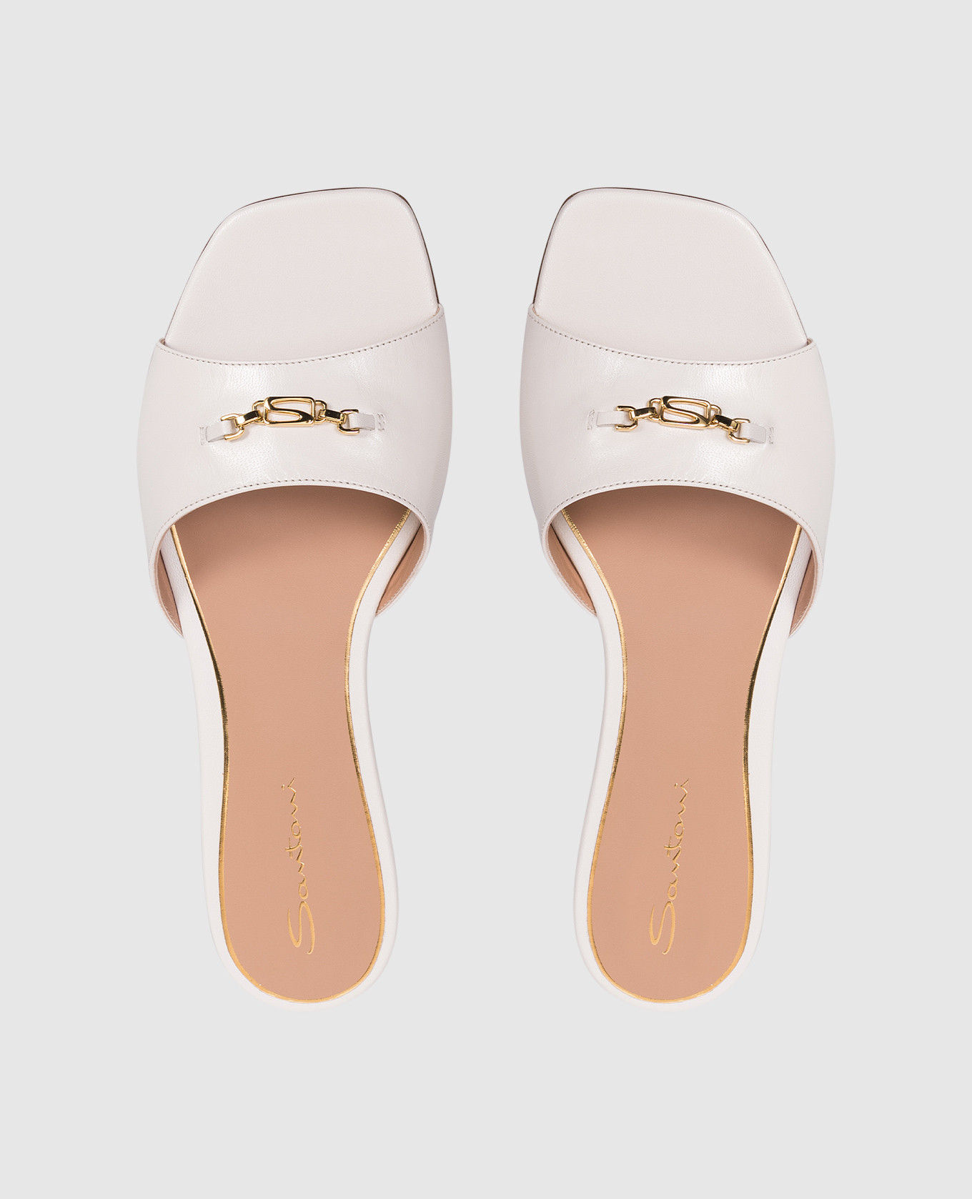 White leather flip-flops with monogram logo Santoni 4