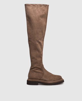 Brunello Cucinelli Brown suede over-the-knee boots MZSFG3116