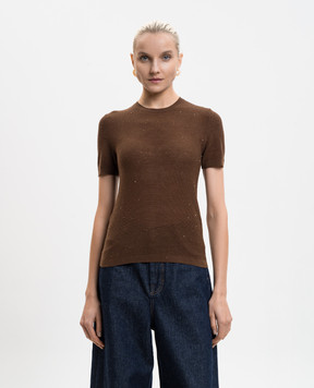 Max Mara Brown wool and silk top MSTLEPRE