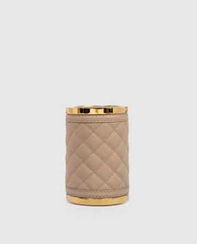Giobagnara Brown leather toothbrush holder Alghero Diamonds BSTBPTGOLDRV105