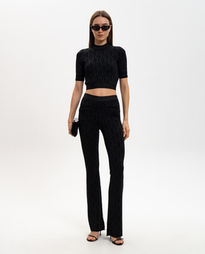 Palm Angels Black flared pants with lurex PWHG026R24KNI001