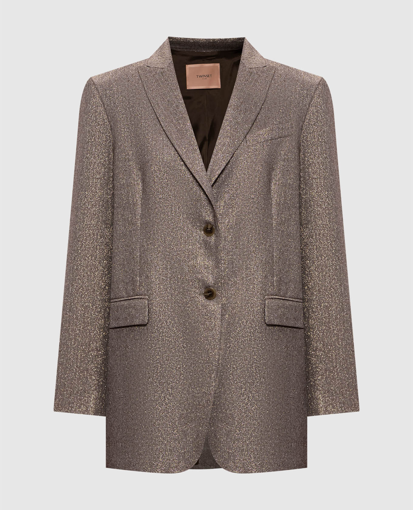 

Brown wool jacket with logo Twinset