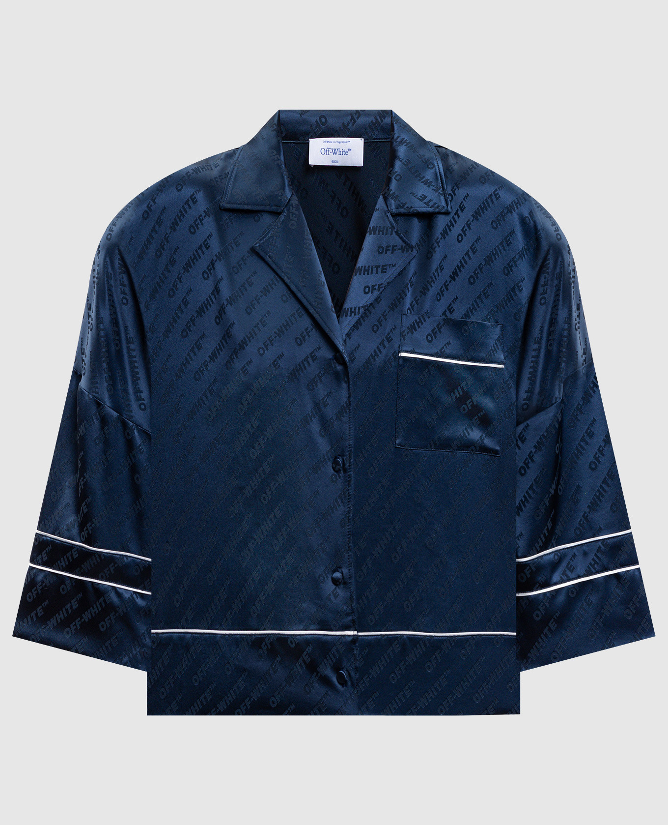 

Blue pajama-style blouse with logo pattern Off-White