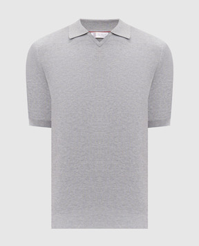 Brunello Cucinelli Grey ribbed polo shirt M29400015