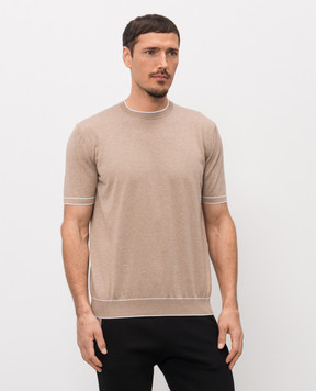 Bertolo Cashmere Beige T-shirt with contrast trim 902204002056