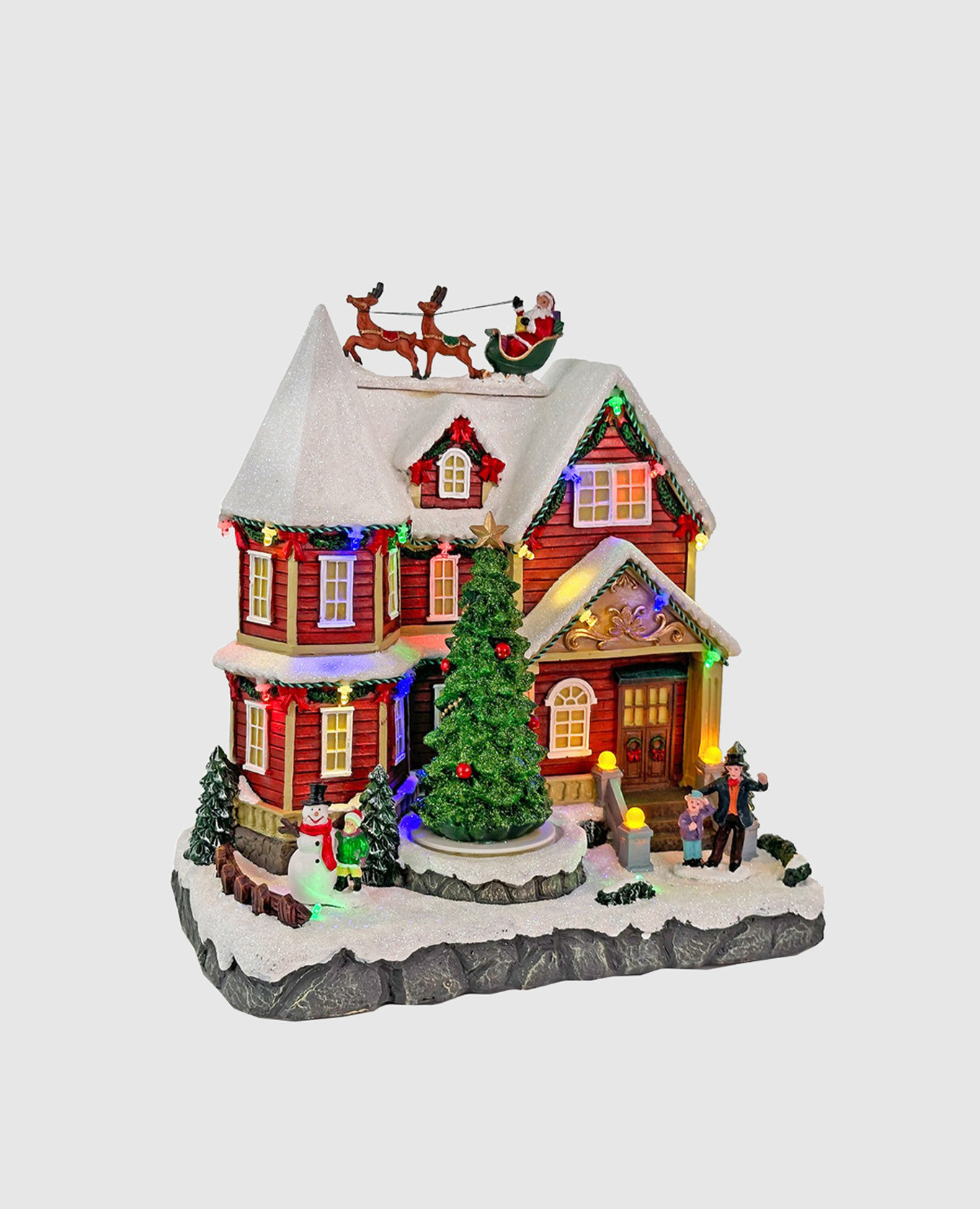 

Decorative Christmas house with rotating Christmas tree Shishi, Brown