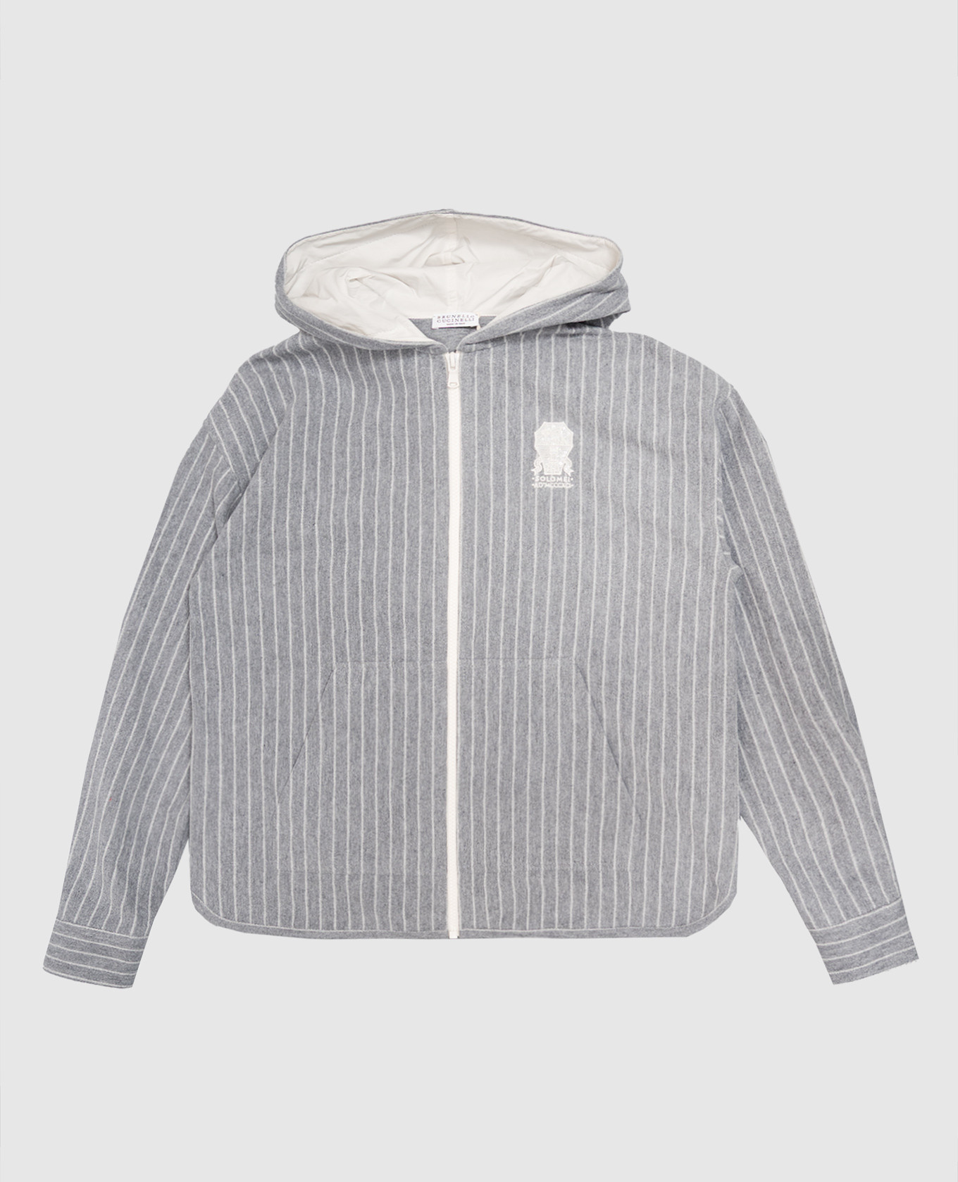 Children's gray striped sports jacket Brunello Cucinelli