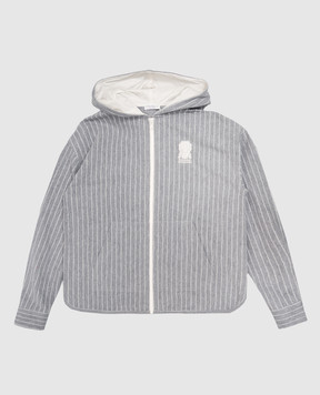 Brunello Cucinelli Children's gray striped sports jacket BB192E454B