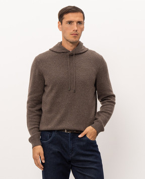 Stefano Ricci Brown cashmere sweater with hood K404010FCCF26468
