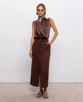 Brunello Cucinelli Brown wool skirt MG553G4074