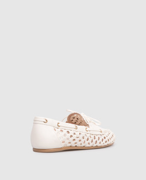 Stuart Weitzman Tunsley Ivory Braided Leather Topsiders SN727