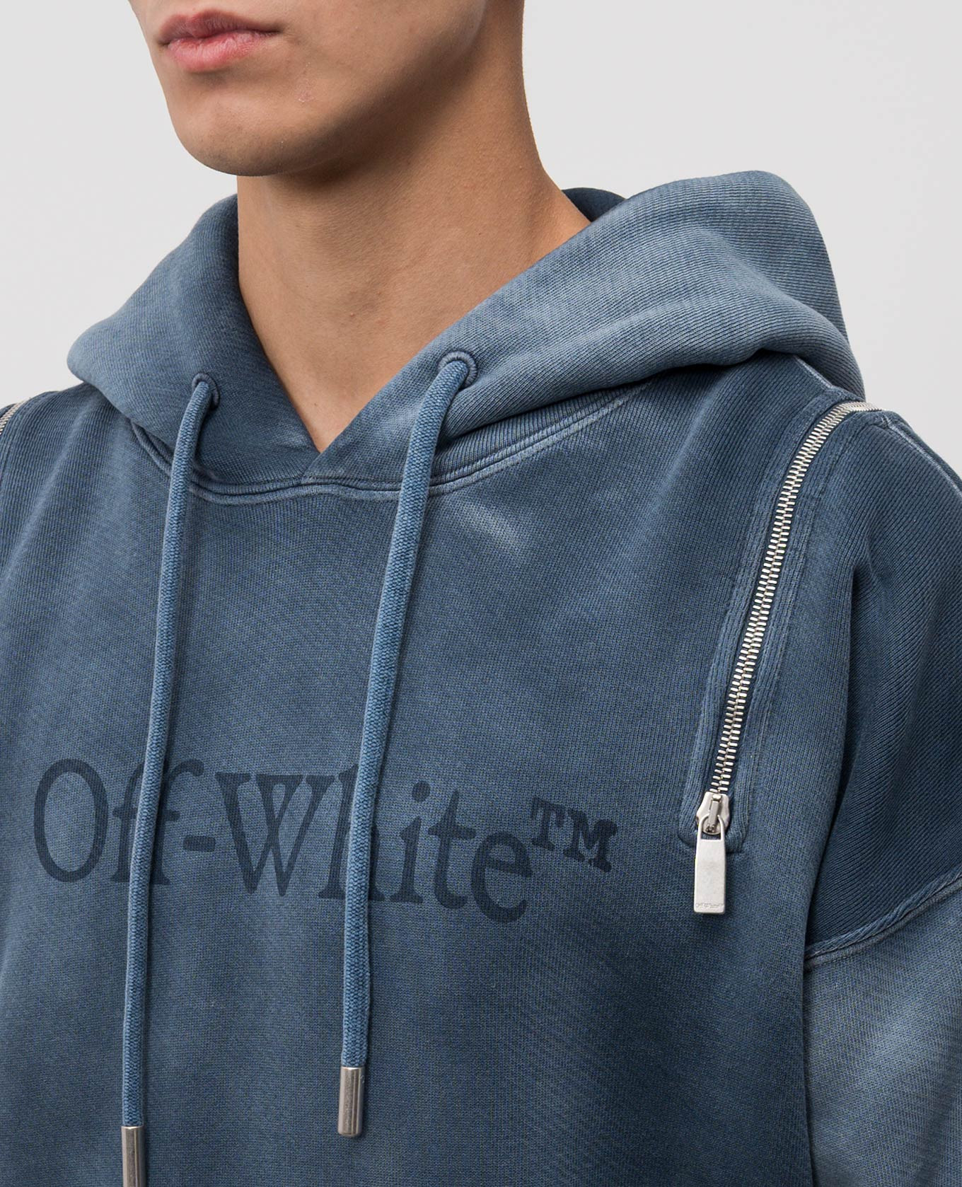 Blue hoodie with logo print Off-White 5