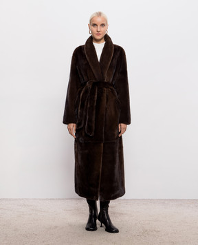 Rindi Dark brown mink fur coat with a smell 061VS026