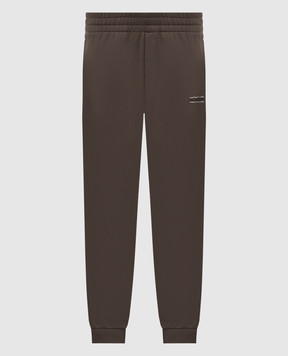 Moncler Brown joggers with textured logo L10918H0000289AZY