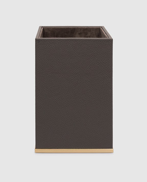 Treesseci Milano Brown Leather Wastebasket ML65ALX