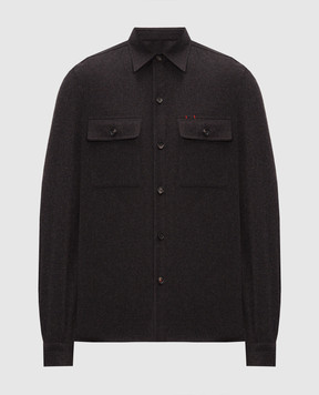ISAIA Dark brown wool and cashmere shirt OSH009P9040