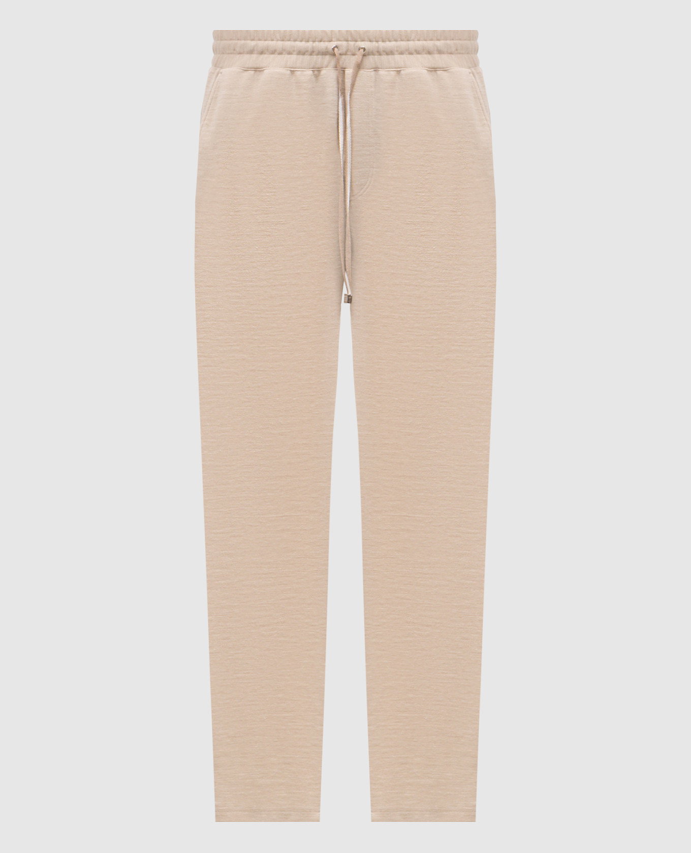 Beige wool, silk and linen sweatpants