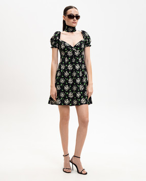 Dolce&Gabbana Black printed silk mini dress F659HTFSA85