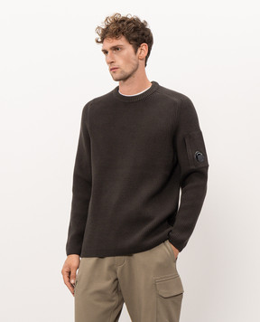 C.P. Company Khaki jumper with logo patch MKN101A006608A