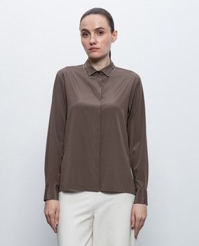 Peserico Brown silk blouse A0688207325