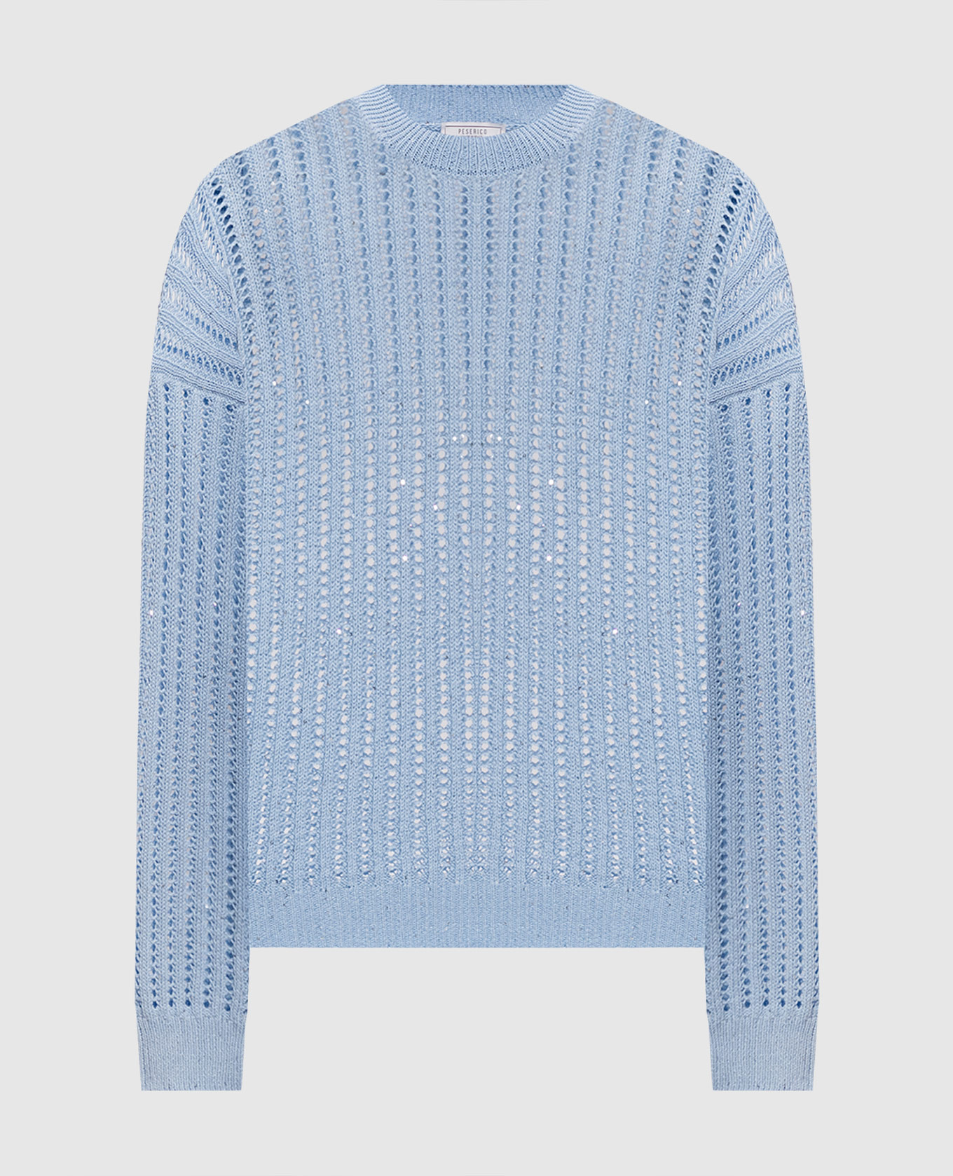 Blue openwork jumper with sequins