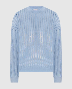 Peserico Blue openwork jumper with sequins A99048F0509110