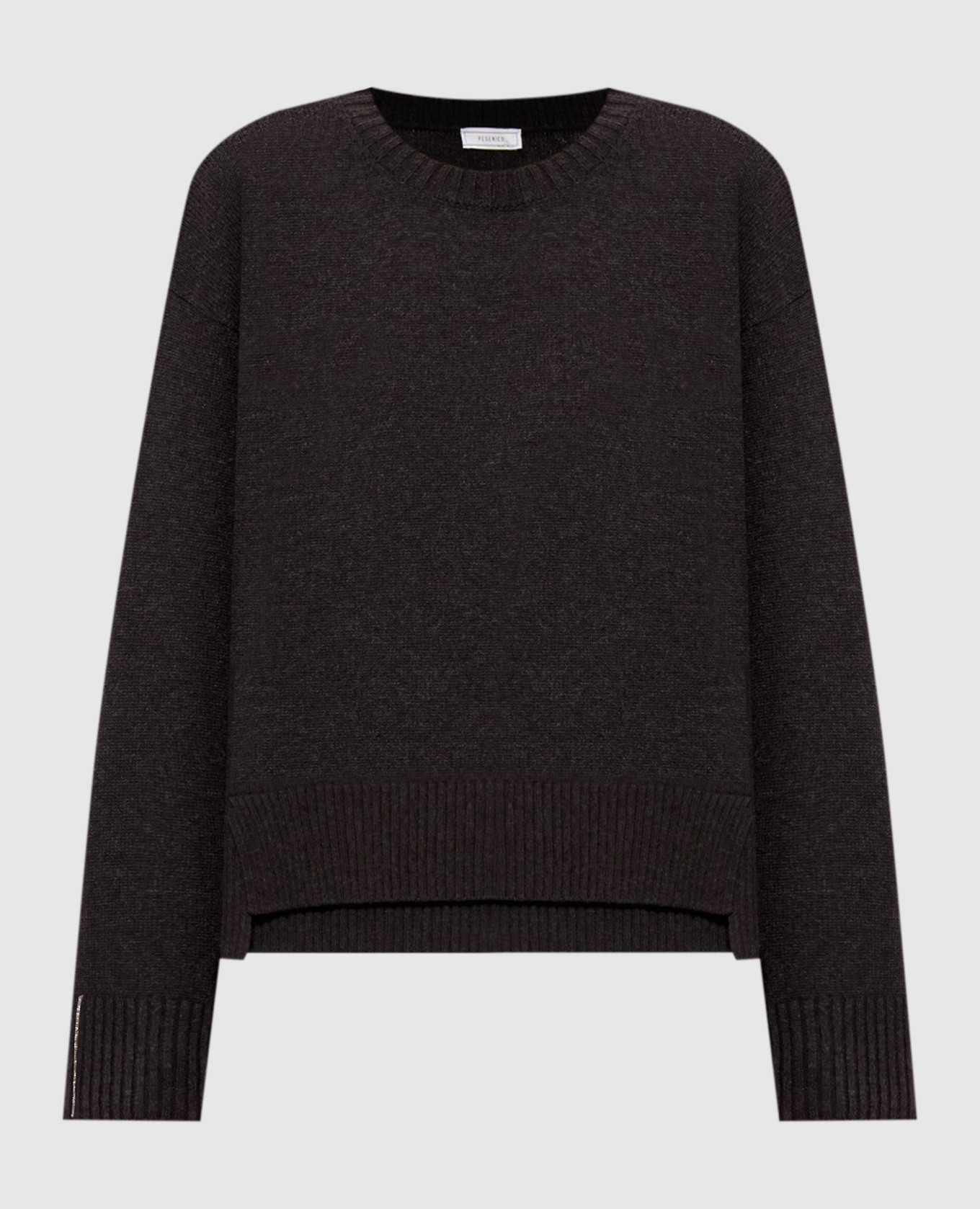 Dark brown wool, silk and cashmere sweater