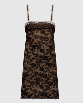 Saint Laurent Lace dress with logo pattern A003JEY1K80