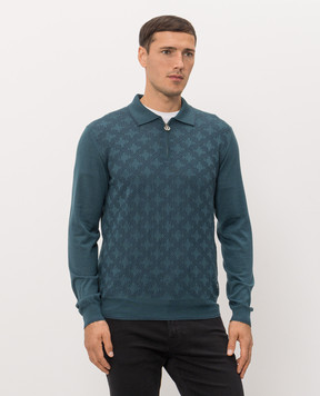 Stefano Ricci Green cashmere and silk polo shirt K808120P30F26485