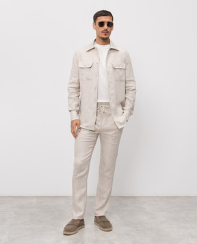 Doriani Cashmere Beige linen pants P207269NP26950210