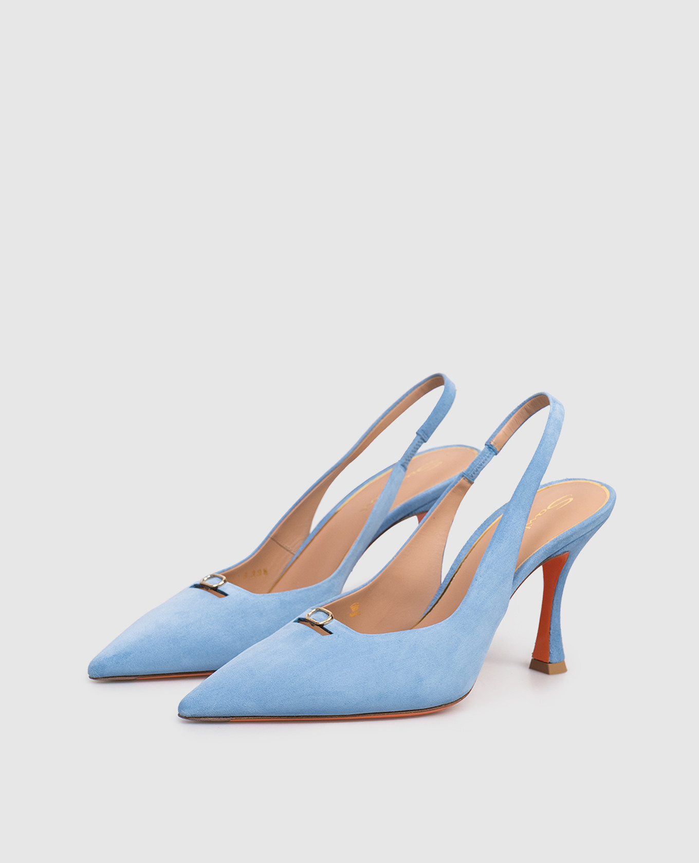 Blue suede slingbacks with buckle Santoni 2