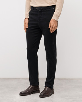 Kiton Black pants with logo patch UFPPEK0100H