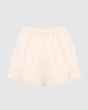 Fendi Children's beige linen shorts with logo print BUF268AY8C